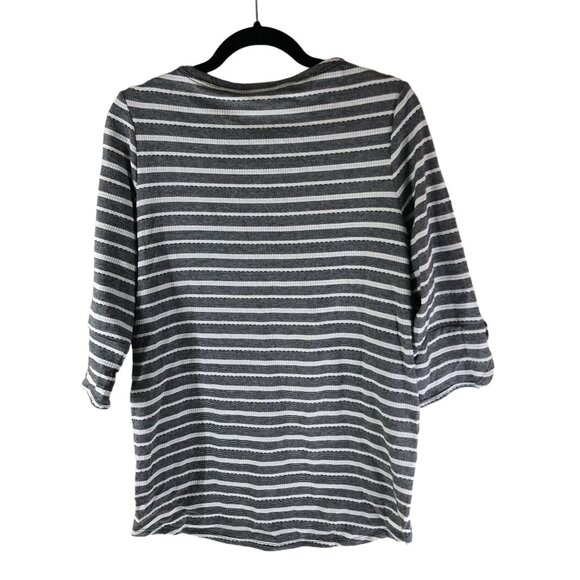 Chicos Zenergy Textured Envelope Hem Tunic Top Striped Gray White 0 (US 4/6) - Picture 2 of 6